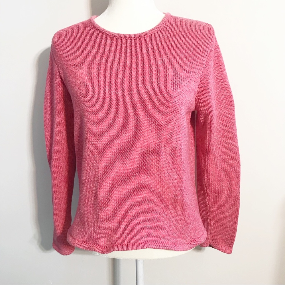 L.L. Bean Pink Long Sleeves Crewneck Sweater
